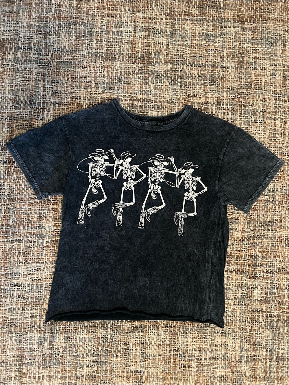 Fifth Sun Black Graphic Skeleton Crop Tee